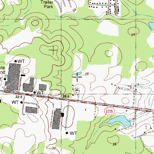 Topographic Map of Weeks Pond Dam, NC