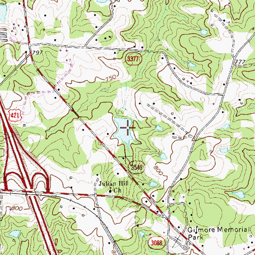 Topographic Map of Teague Lake, NC