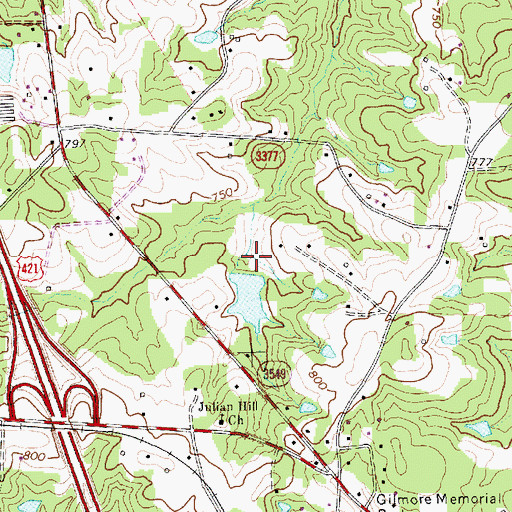 Topographic Map of Teague Lake Dam, NC