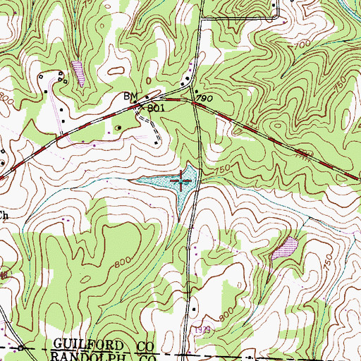 Topographic Map of Ranch Lake, NC