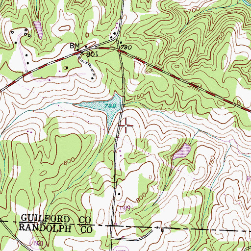 Topographic Map of Ranch Lake Dam, NC