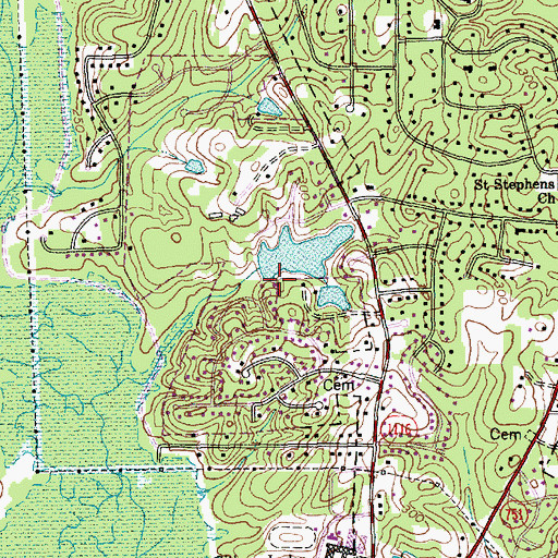 Topographic Map of Matthews Lake Dam, NC