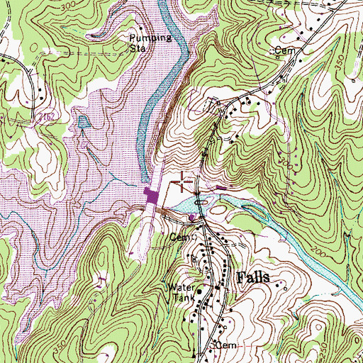 Topographic Map of Falls of the Neuse Dam, NC