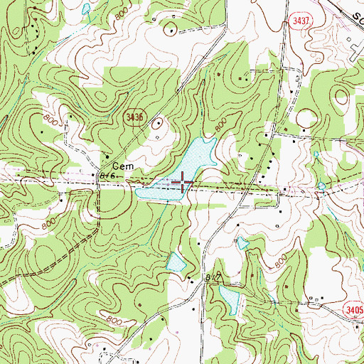 Topographic Map of Hunt Lake Dam, NC