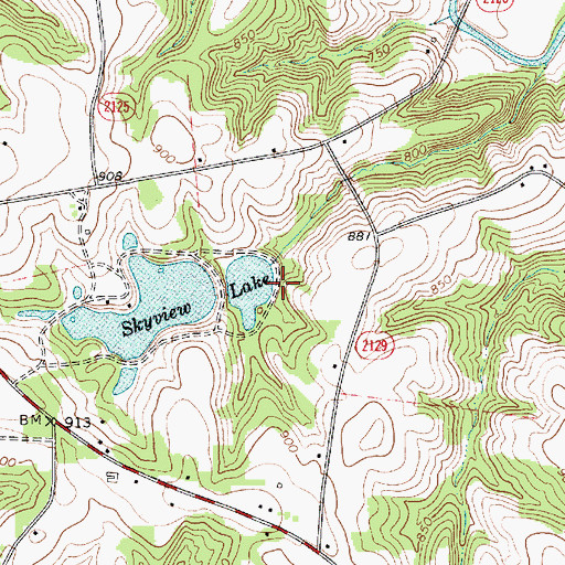 Topographic Map of Skyview Lake Lower Dam, NC