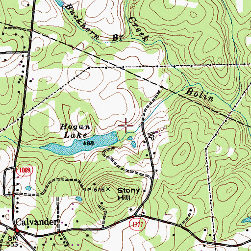 Topographic Map of Lake Hogan Dam, NC