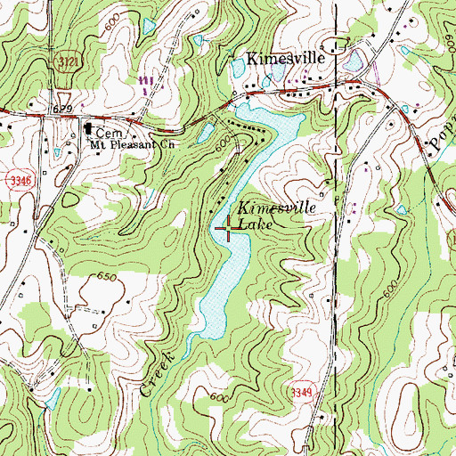 Topographic Map of Kimesville Lake Dam, NC