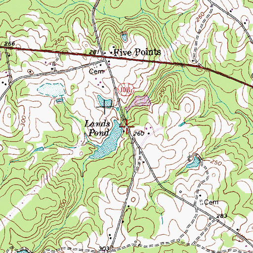 Topographic Map of Lands Pond Dam, NC