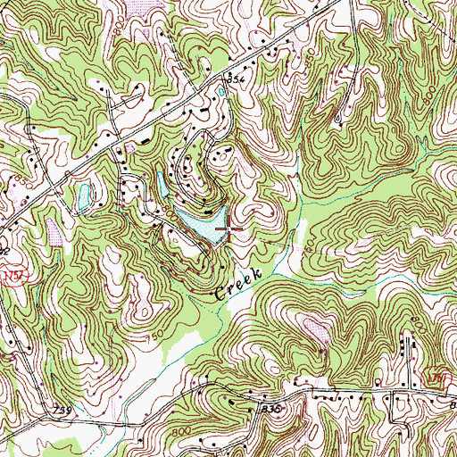 Topographic Map of Merry Hills Lake Dam, NC