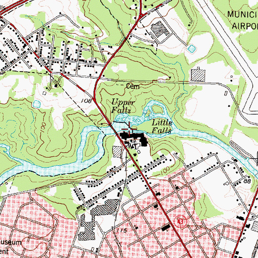 Topographic Map of Rocky Mount Millpond Dam, NC
