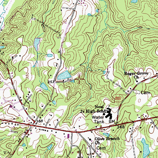 Topographic Map of Chandler Lake, NC