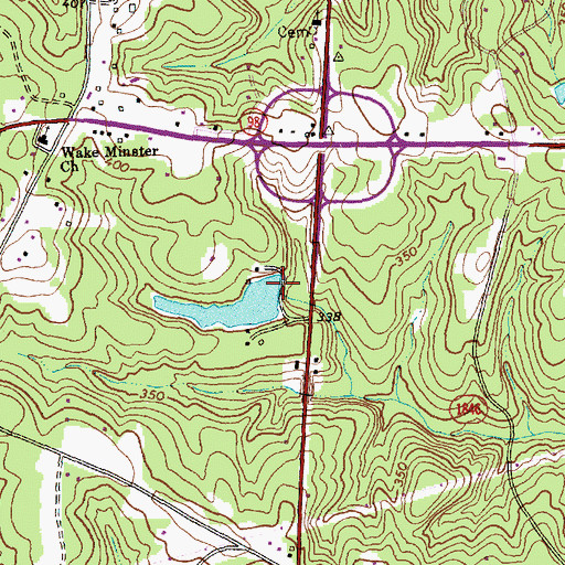 Topographic Map of Camp Adventure Lake Dam, NC