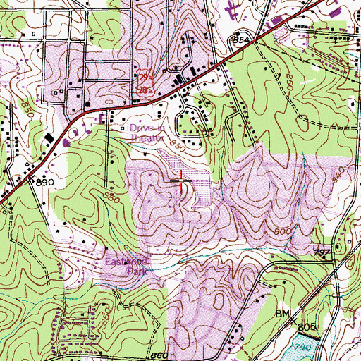 Topographic Map of Owens Lake Dam, NC