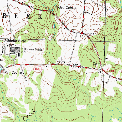 Topographic Map of Coley Pond, NC