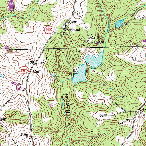 Topographic Map of Camp Kanata Lake Number Two, NC