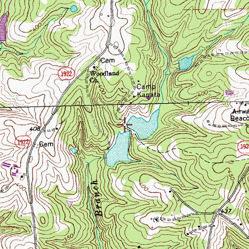 Topographic Map of Camp Kanata Lake Number One Dam, NC