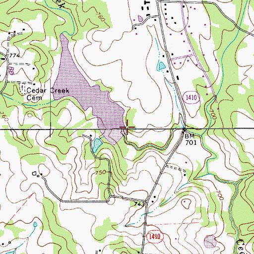 Topographic Map of Danials-Davis Dam, NC