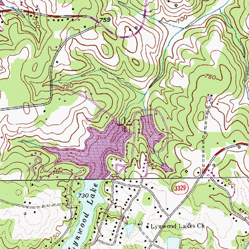 Topographic Map of Lynwood Lake Dam, NC