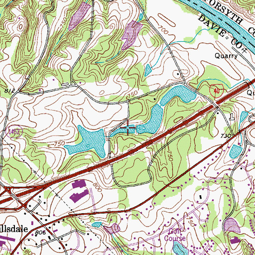 Topographic Map of Fred Bahnson Number One Lake, NC