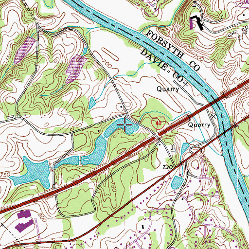 Topographic Map of Fred Bahnson Number Two Lake, NC