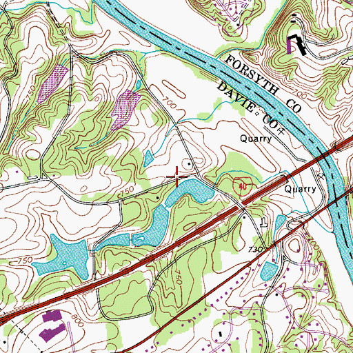 Topographic Map of Fred Bahnson Number Two Dam, NC