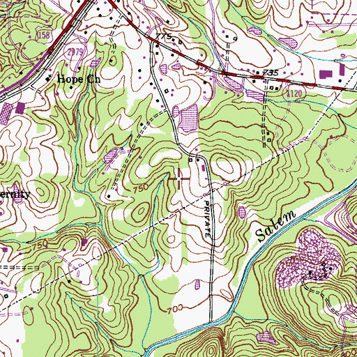 Topographic Map of Cooper Lake, NC