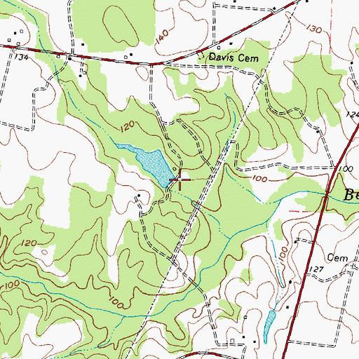Topographic Map of Fenners Pond Dam, NC