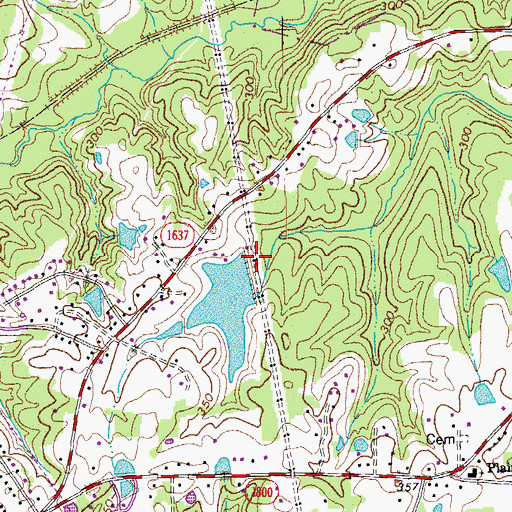 Topographic Map of Pettys Lake Dam, NC