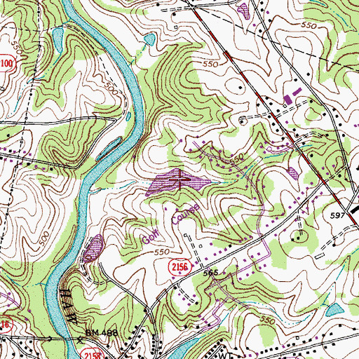 Topographic Map of Piedmont Crescent Golf Course Lak, NC