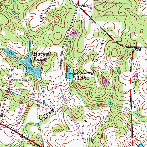 Topographic Map of Causey Lake Dam, NC