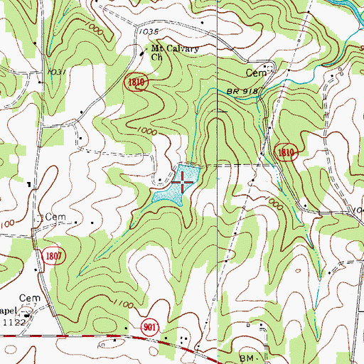 Topographic Map of Cass Fishing Lake, NC