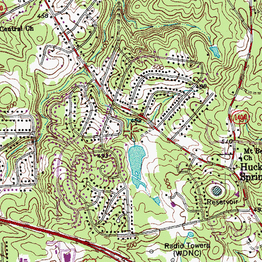 Topographic Map of Jesse Cole Lake, NC