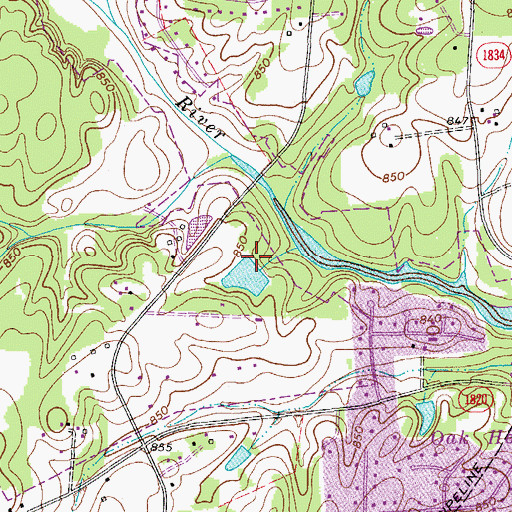 Topographic Map of Hutchens Dam, NC