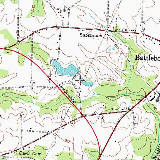 Topographic Map of Braswell Lake Dam, NC