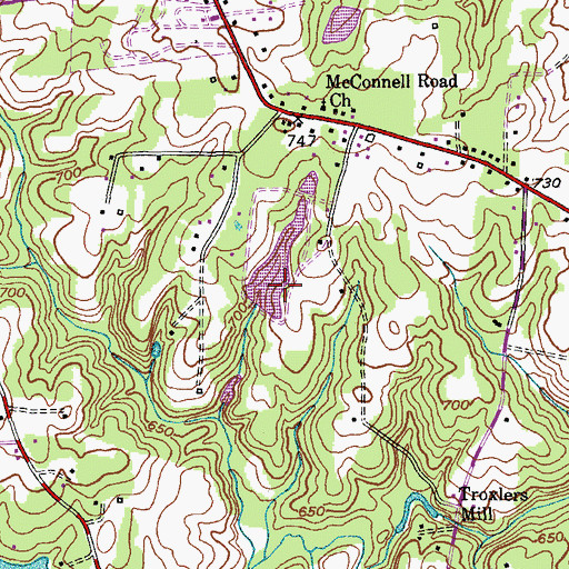 Topographic Map of Higgins Lake Dam, NC