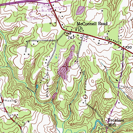 Topographic Map of Higgins Lake, NC