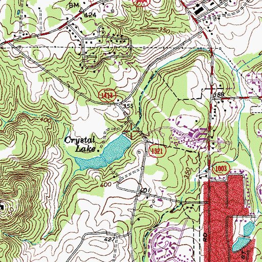 Topographic Map of Crystal Lake Dam, NC